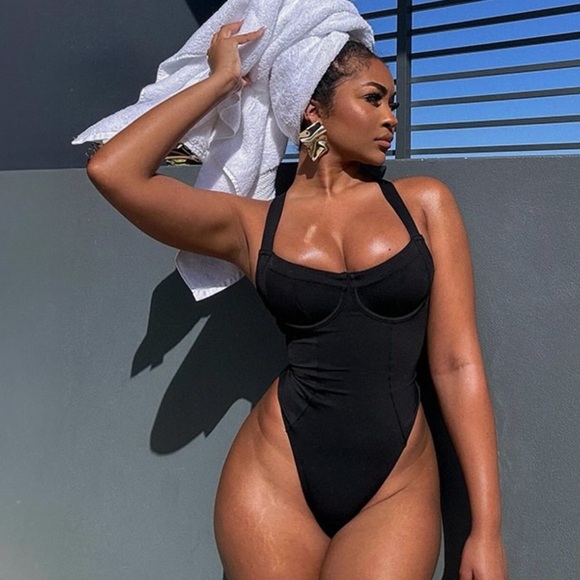 TA3 Hi Cut Lifty Lace Up Corset Swimsuit Bathing Suit Medium Regular/Long F/G - Picture 1 of 15